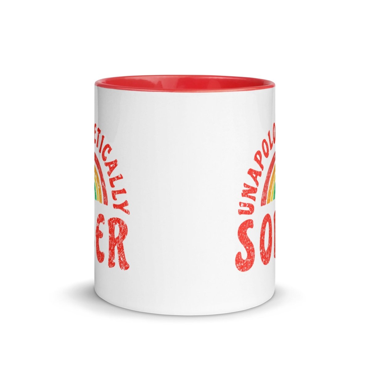 Unapologetically Sober Rainbow Coffee Mug with Colorful Interior - Perfect for Sober Living, Recovery Gifts & Motivational Morning Coffee
