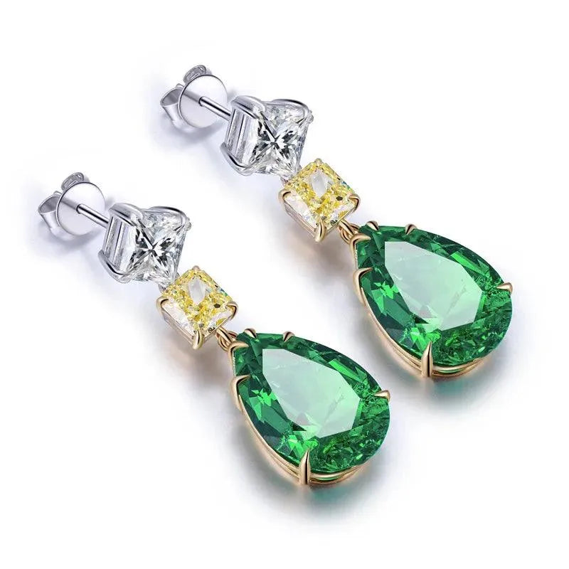 10K Gold Lab-Created Emerald Earrings with Moissanite – Hydrothermal Emerald Fine Jewelry for Women – Perfect for Parties, Weddings & Gifts