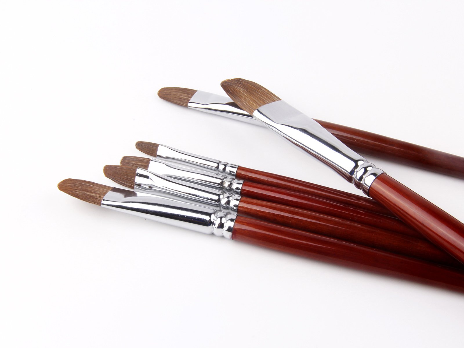Golden Maple Filbert Paint Brushes Set - 6PC Professional Red Sable Oval Artist Brushes with Long Handle for Watercolor, Acrylic, Tempera & Gouache Painting - Perfect for Canvas, Paper & Wood Art Projects