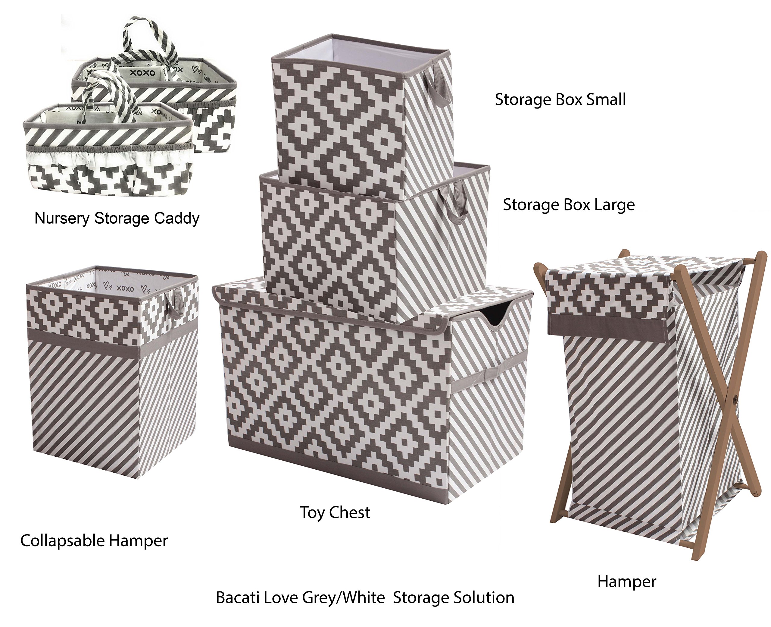 Bacati Love Grey Kids Storage Organizer - Nursery Storage Caddy for Toys, Books & Baby Essentials | Perfect for Playroom, Bedroom & Daycare Organization