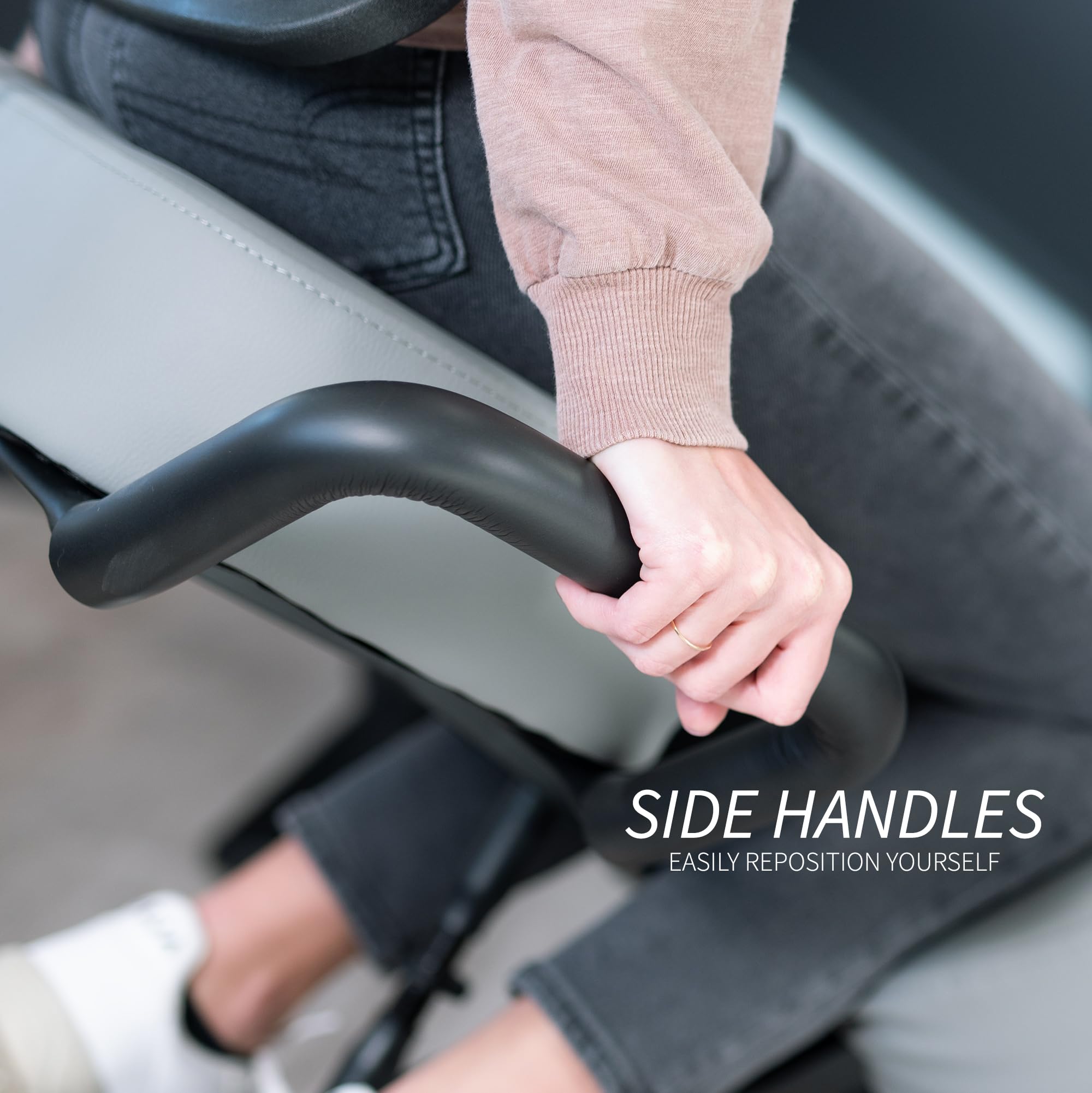 Ergonomic Kneeling Chair with Back Support - Adjustable Stool for Home & Office - Posture Correcting Angled Seat - Thick Comfortable Cushions - Gray (DN-CH-K02G) - Perfect for Meditation, Yoga & Long Work Sessions