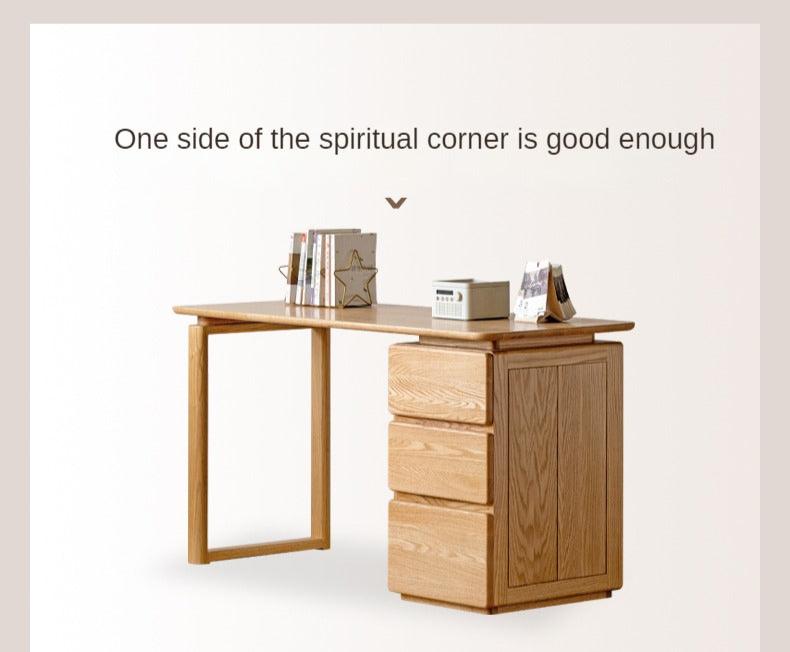 Oak Solid Wood Modern Study Table - Durable & Stylish Home Office Desk for Work or Study | Perfect for Small Spaces, Apartments & Remote Work