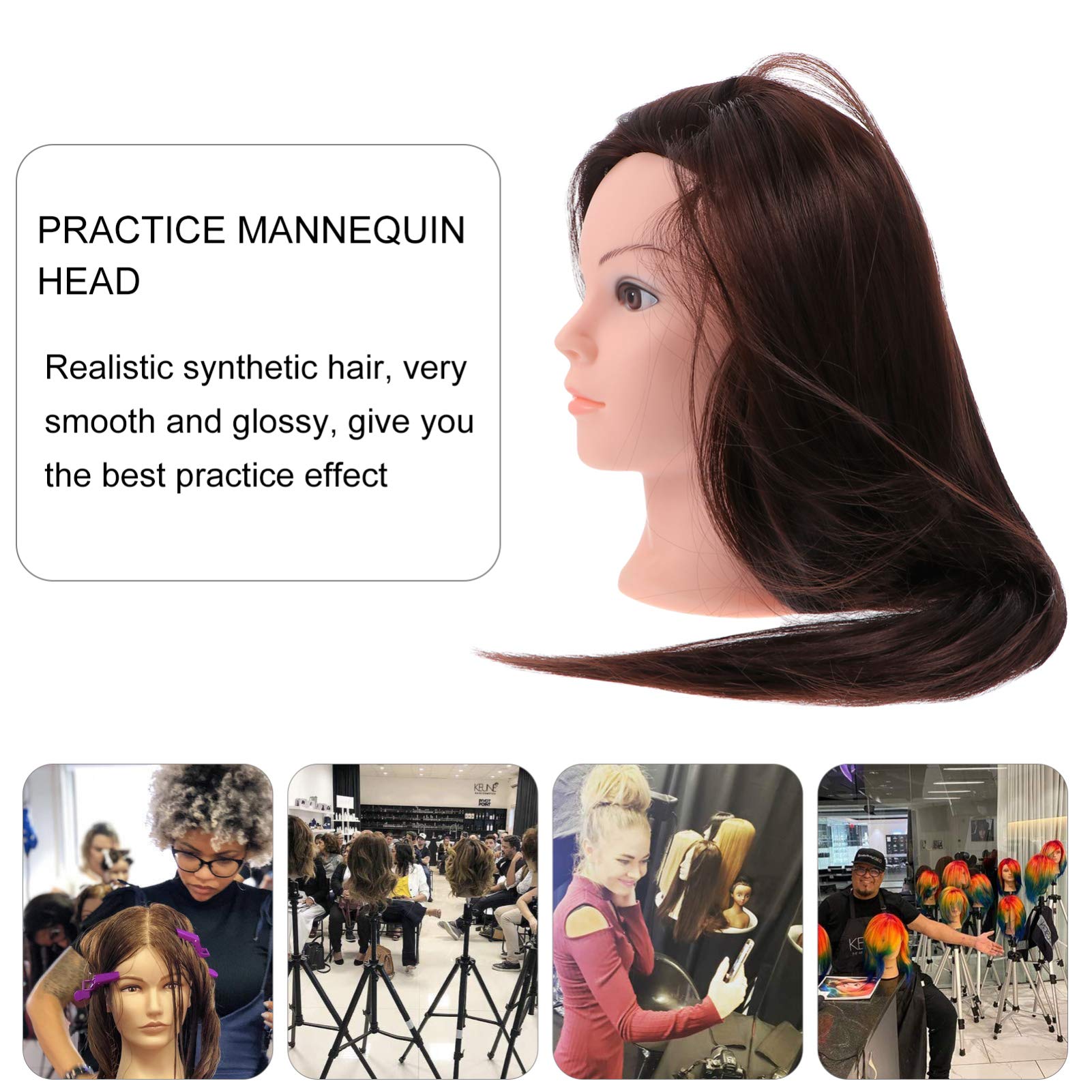 Lurrose Braiding Hair Mannequin Head with Stand - Natural Color Training Head for Braided Wigs Practice, Perfect for Salon Styling & Cosmetology Students