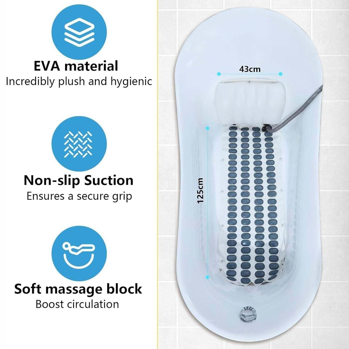**Inflatable Bathtub Bubble Massage Mat - Portable Adult Spa Bathtub with Built-in Wavemaker & Air Pump, Adjustable Bubble Settings, Foldable for Easy Storage - Perfect for Home Relaxation, Spa Days & Hydrotherapy**