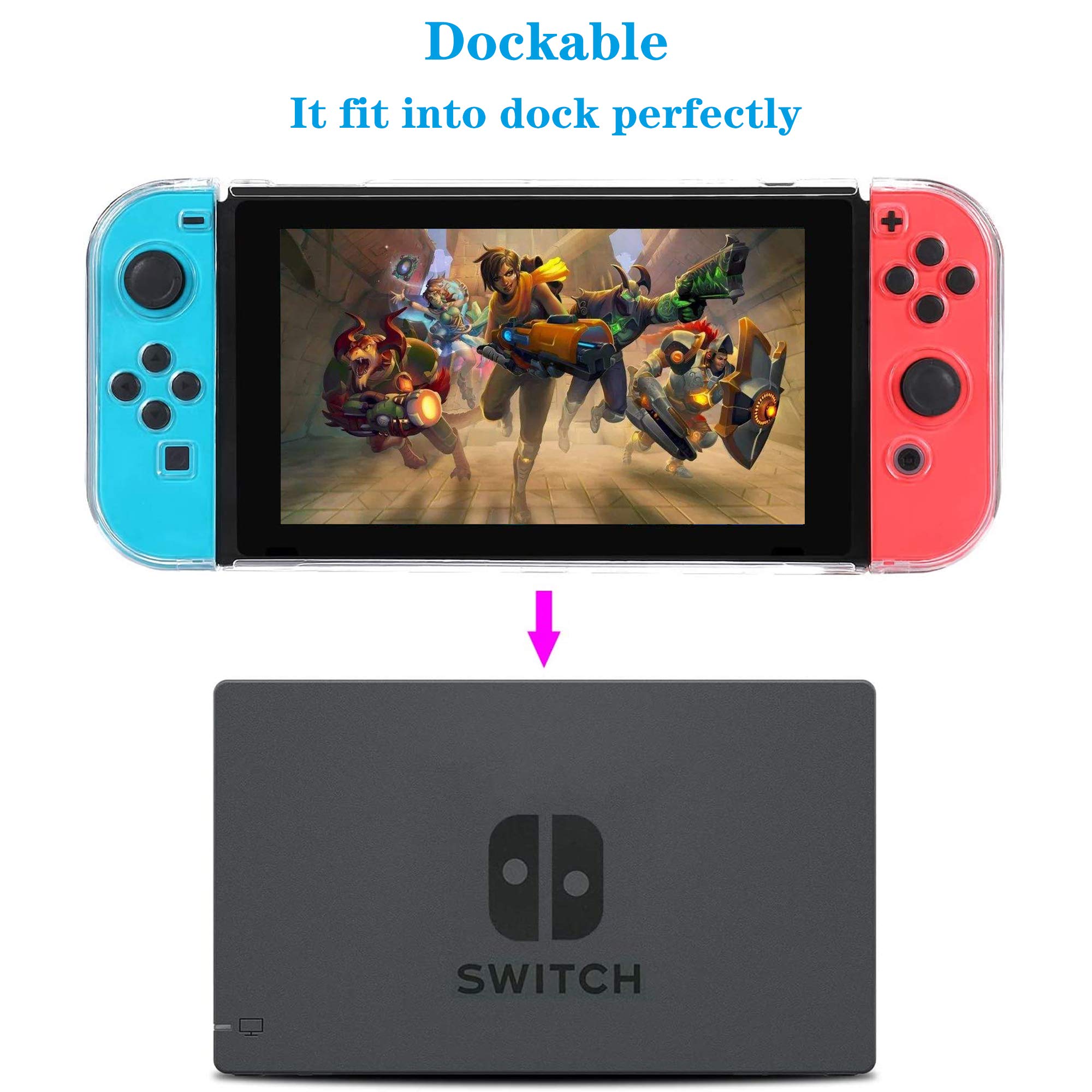 Dockable Clear Case for Nintendo Switch - FANPL Protective Cover for Nintendo Switch & Joy-Con Controllers - Crystal Transparent Shield - Perfect for Gaming, Travel & Everyday Protection