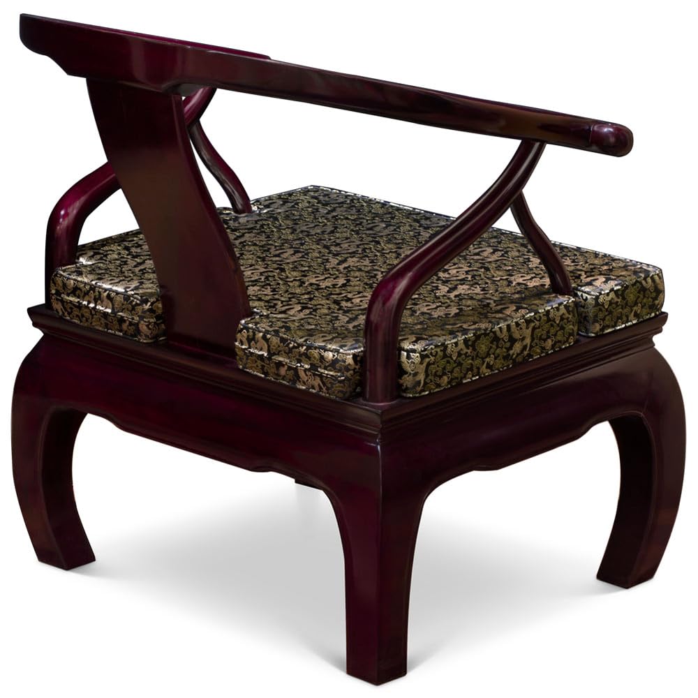 Dark Cherry Rosewood Chinese Monk Chair with Chow Leg - Handcrafted Traditional Asian Furniture for Living Room, Meditation & Home Decor