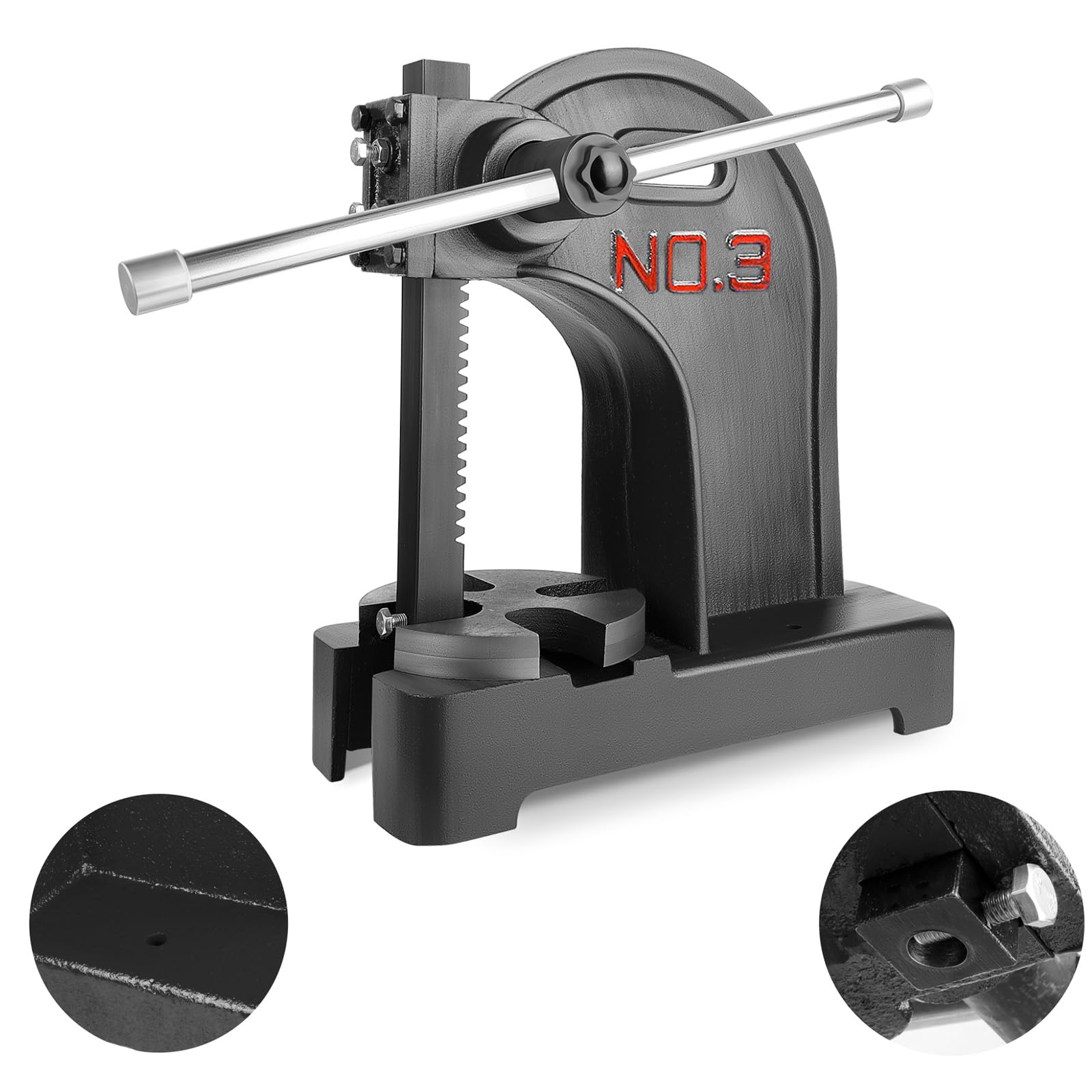 3 Ton Heavy Duty Manual Arbor Press - 12 Inch Max Height for Riveting, Punching, Bending & Forming | Industrial Metalworking & Jewelry Making Tool | Workshop, Garage & DIY Projects