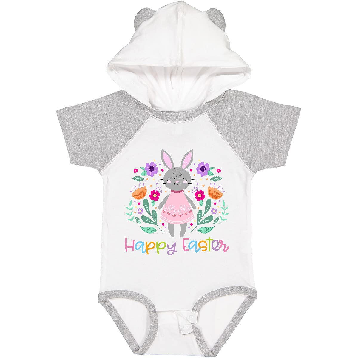 Inktastic Happy Easter Scandinavian Bunny with Flowers Baby Bodysuit - Cute Easter Outfit for Infants & Toddlers - Perfect for Easter Photos, Family Gatherings & Spring Celebrations