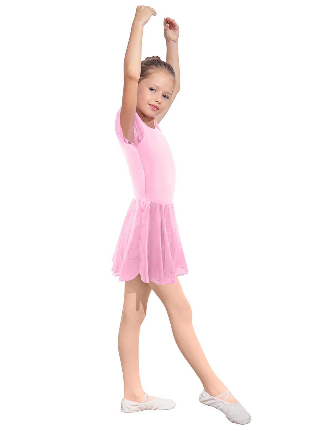 EQSJIU Toddler Ballet Leotards for Girls - Gymnastics Leotard with Split Skirt & Tights - Dance Outfit for Ballet, Gymnastics & Performance