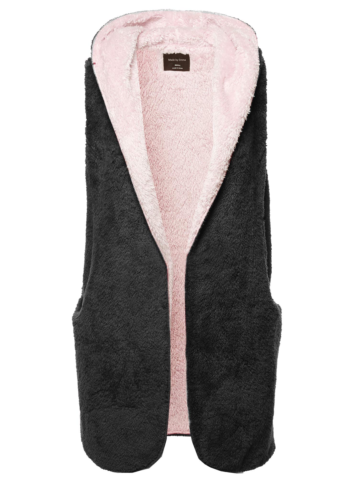 Emma Women's Oversized Faux Fur Hooded Vest - Soft Fluffy Winter Coat for Casual Outfits & Outdoor Activities
