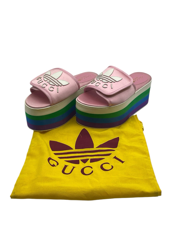 Gucci x Adidas Women's Platform Sandals Size 36.5 (US 6.5) - Fashionable Summer Shoes for Casual Outings & Beach Vacations