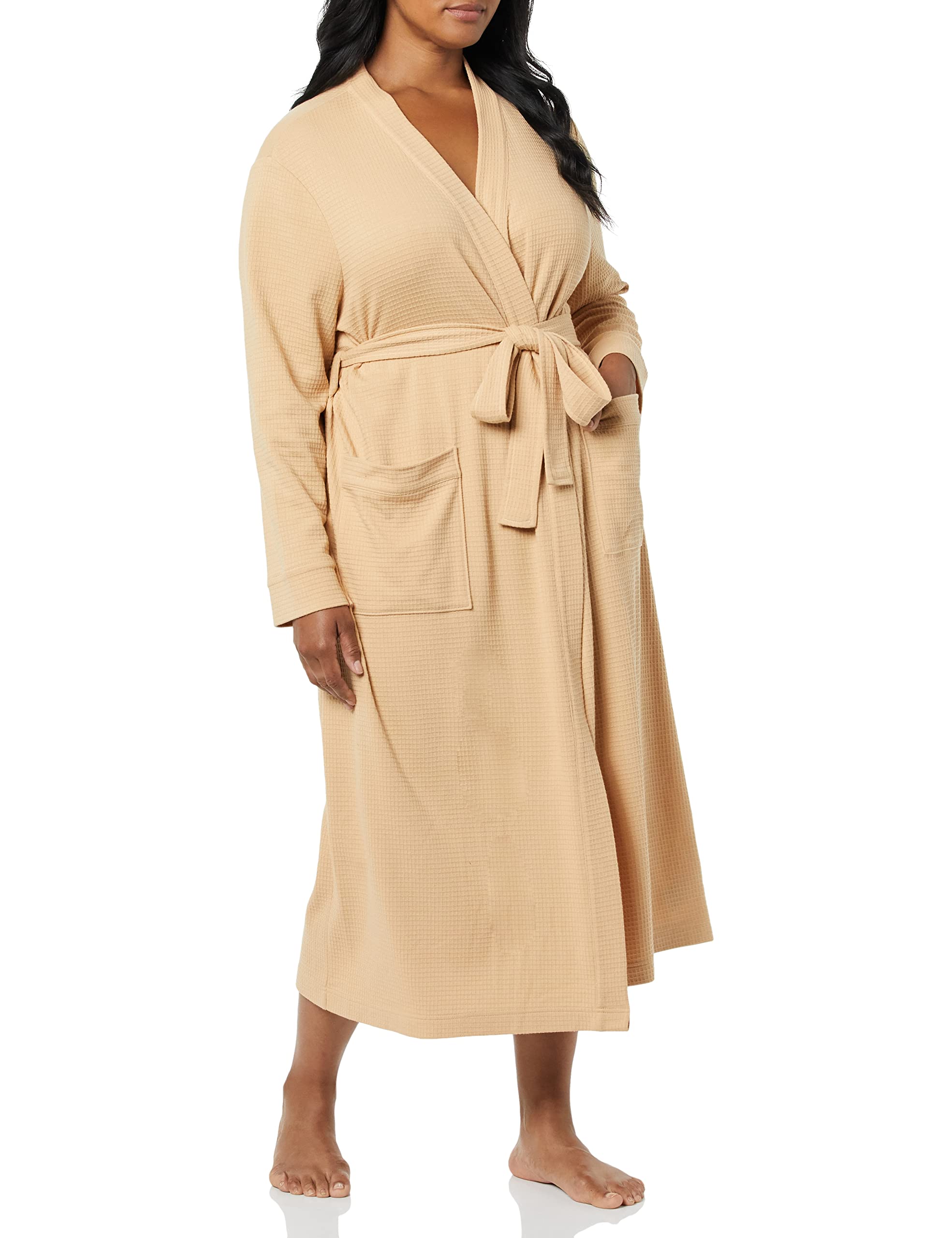 Amazon Essentials Women's Lightweight Waffle Full-Length Robe - Soft & Comfortable Bathrobe for Women (Plus Size Available) - Perfect for Spa, Lounging & Relaxation at Home