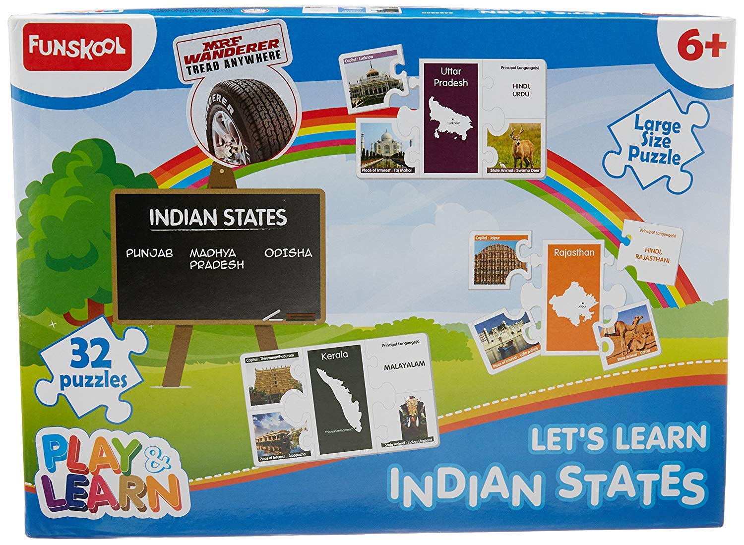 Funskool Play & Learn Indian States Puzzle - 32 Piece Educational Toy for Kids Ages 6+ | Geography Learning Game for Classroom & Homeschool Activities