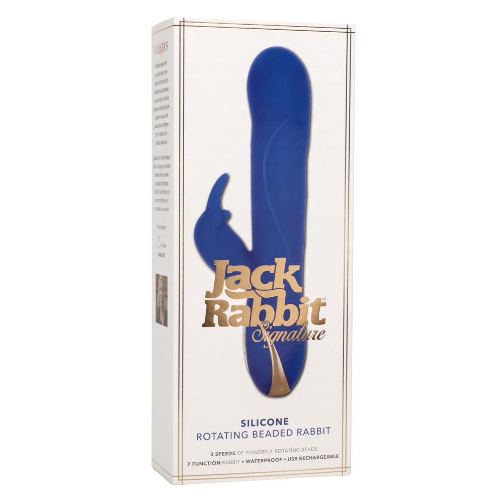 Jack Rabbit Signature Silicone Rotating Beaded Rabbit Vibrator - G-Spot & Clitoral Stimulation for Women - Waterproof & Rechargeable Adult Toy for Solo Play or Couples Use