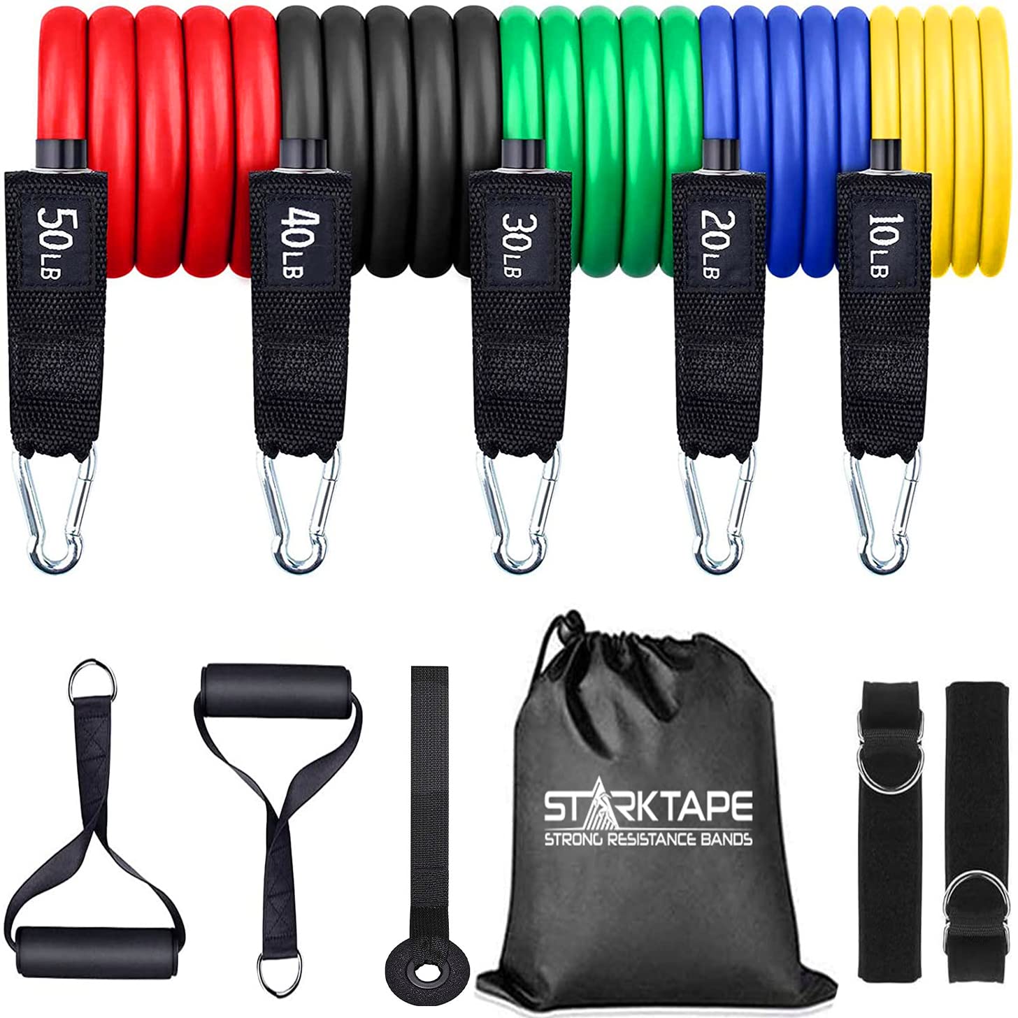 Starktape Resistance Bands - 100% Natural Malaysian Latex Exercise Bands for Physical Therapy, Yoga, Pilates, Gym & Home Workouts | No Scent, No Powder | Ideal for Strength Training, Rehabilitation & Fitness Routines