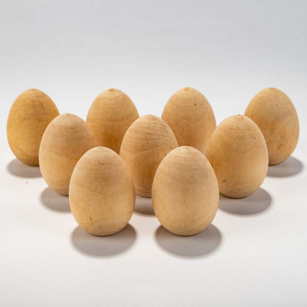 LKJYBG 10pcs Wooden Craft Eggs for Kids - DIY Painting Easter Egg Decorations, Large Size - Perfect for Easter Crafts, Home Decor & Kids Art Projects