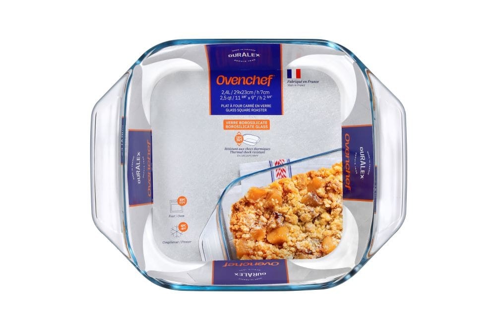 Durable Duralex Ovenchef® Tempered Glass Bakeware Set - 2.9 Quart Square Roaster & Baker (11
