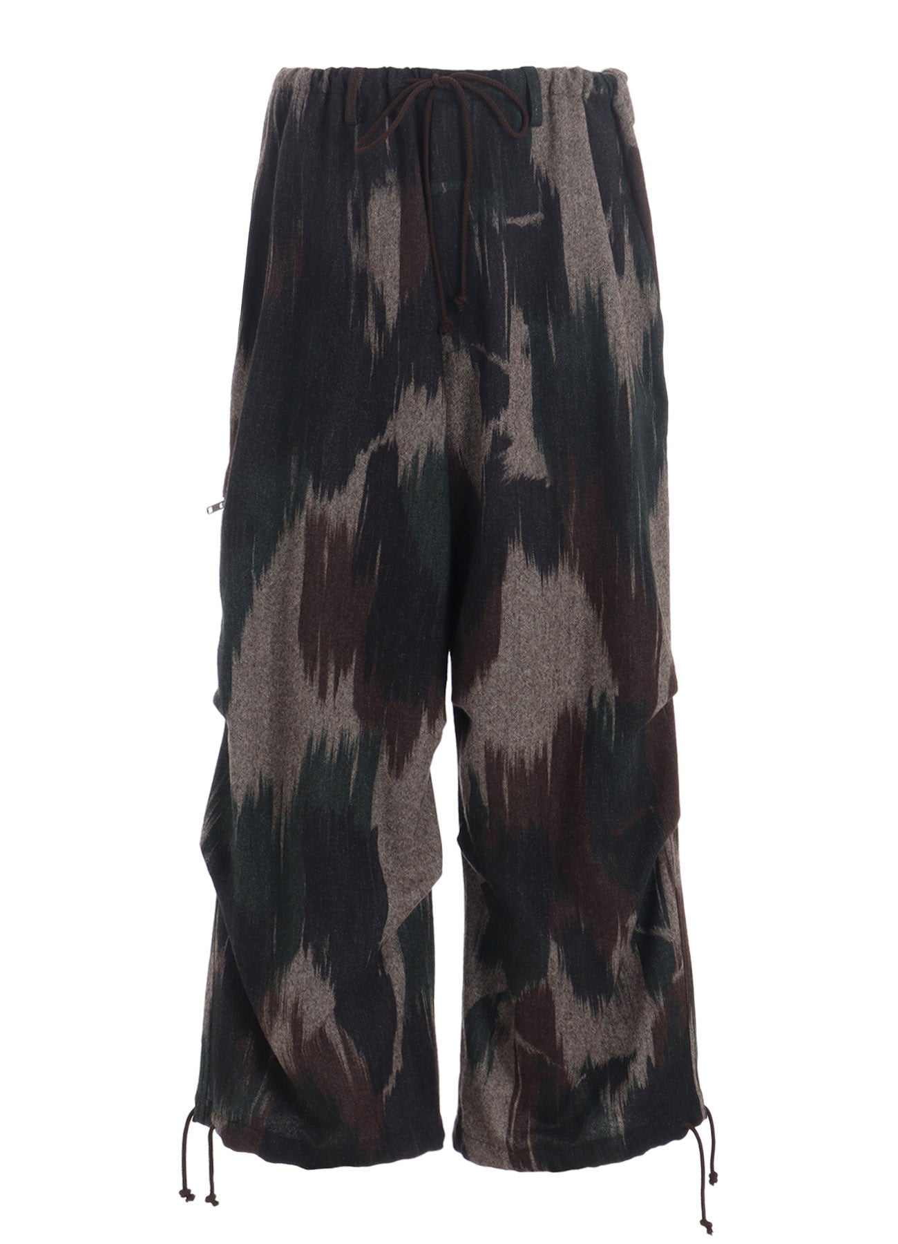 Camouflage Tweed Knee Tuck Wide Leg Pants for Women - Stylish High Waist Casual Trousers for Work, Office & Streetwear Fashion