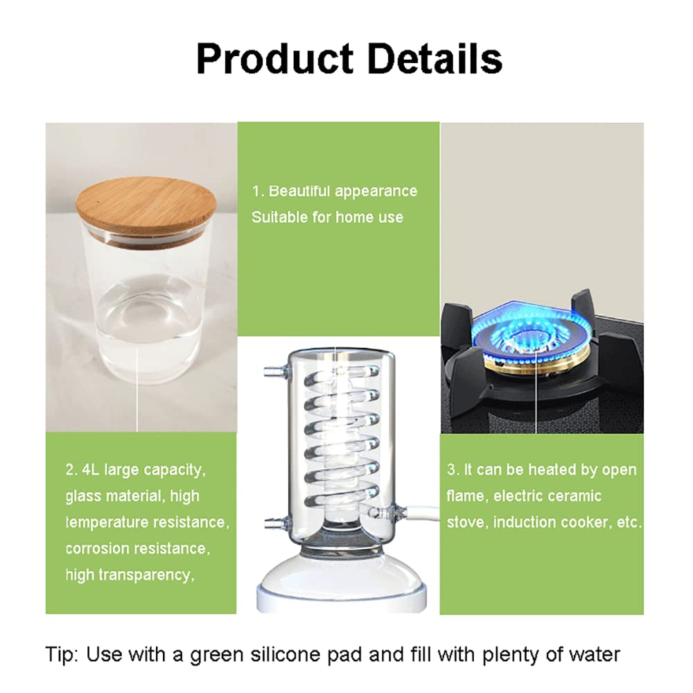 Premium 4000ML Essential Oil Distillation Kit - Glass Water Distiller Purifier with Oil Separator for Hydrosol, Moonshine & Aromatherapy | Home DIY, Herbal Extraction & Laboratory Use