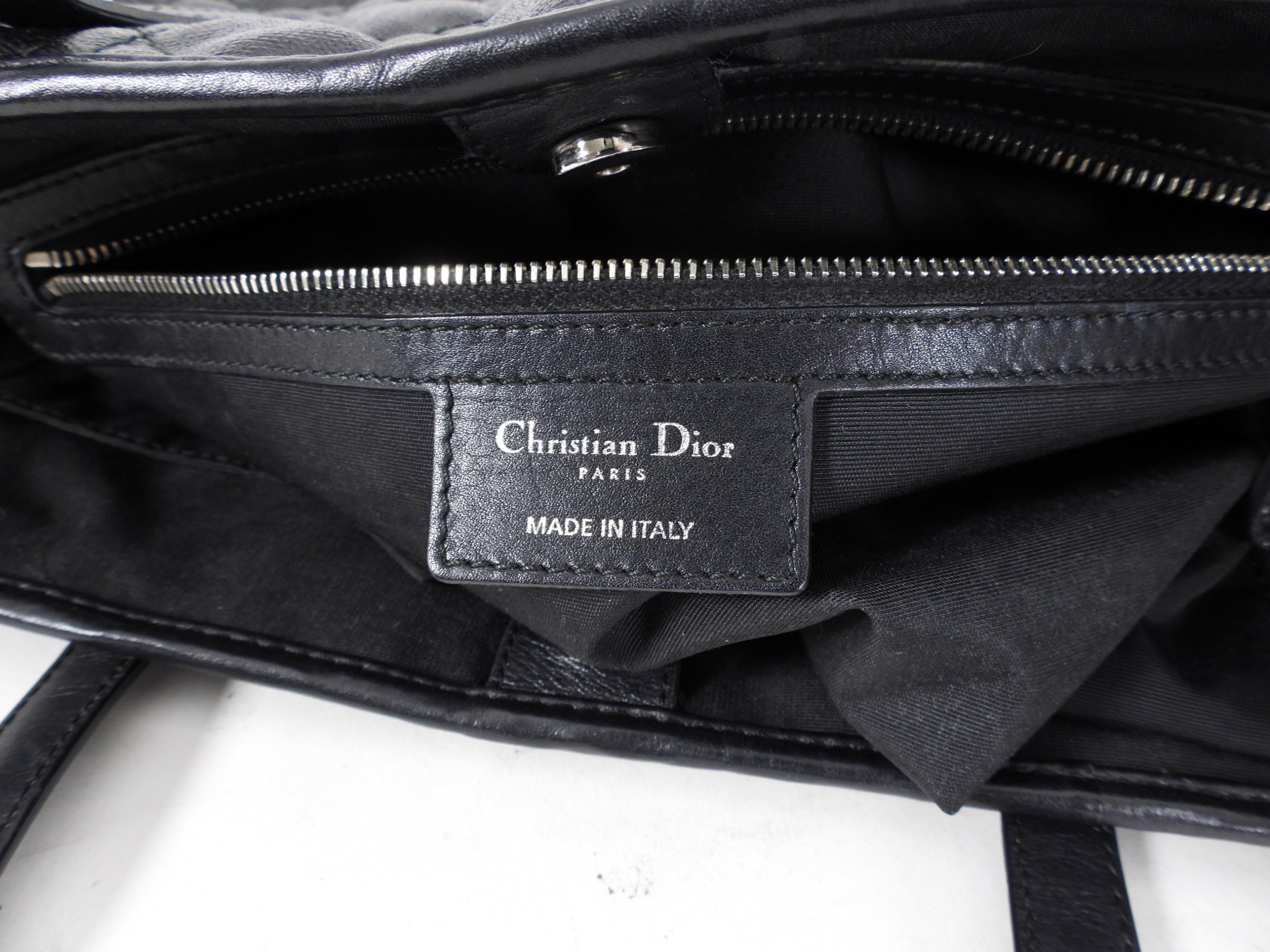 Christian Dior Black Cannage Panarea Leather Tote Bag - Luxury Designer Handbag for Women, Work, Travel & Everyday Use