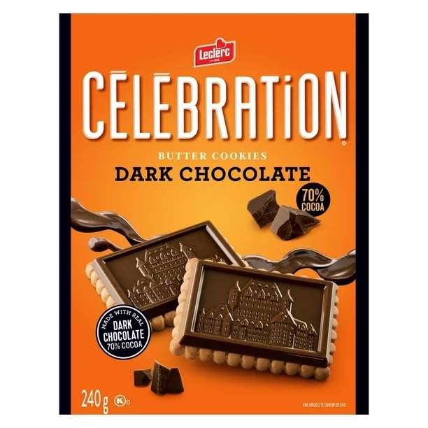 Premium Leclerc Butter Cookies with Rich Dark Chocolate - 240g/8.5oz | Gourmet Biscuits for Tea Time, Holiday Gifts & Special Occasions | Imported from Canada