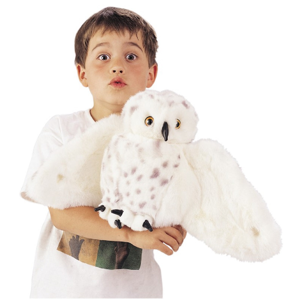 Folkmanis Snowy Owl Hand Puppet - Realistic Stuffed Animal Toy for Kids, Storytelling, and Educational Play - Perfect for Imaginative Play, Classroom Activities, and Gift Giving