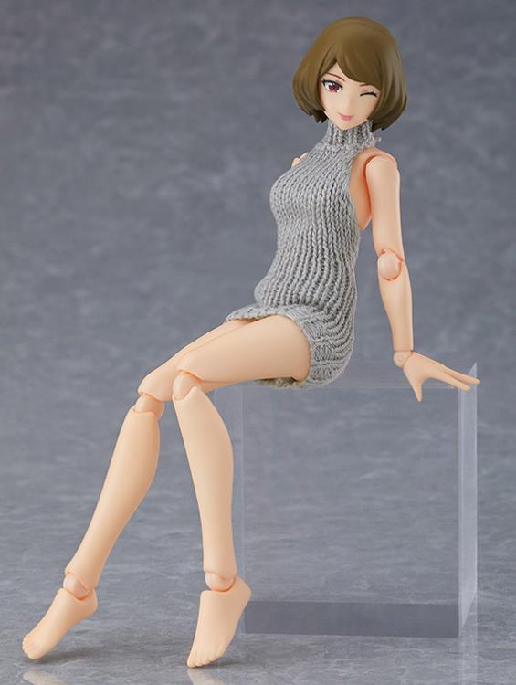 Figma #505 Chiaki Backless Sweater Outfit Body - Anime Figure Collectible for Display & Cosplay Enthusiasts