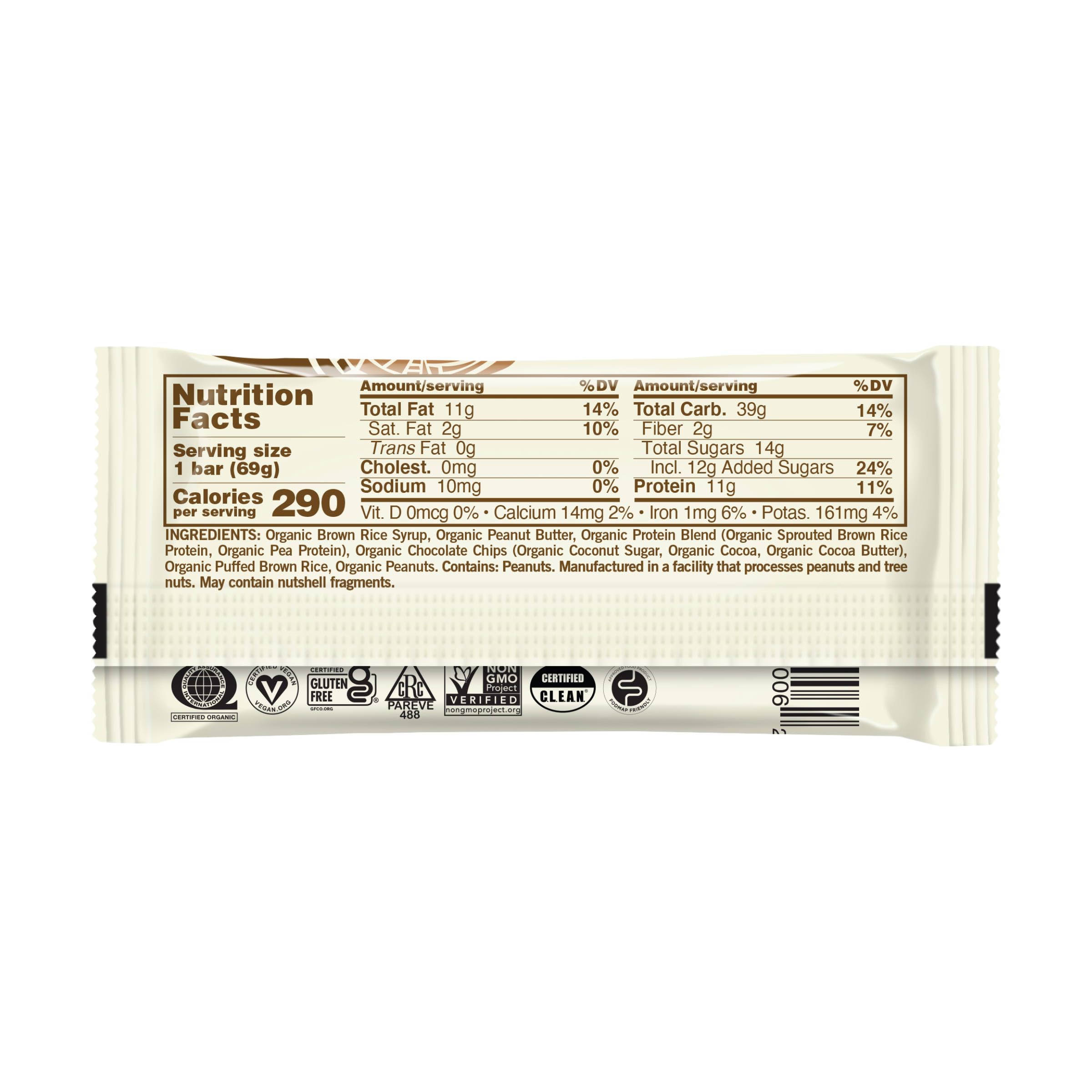 GoMacro Protein Pleasure Bar - Peanut Butter Chocolate Chip, 2.4 oz | Vegan, Gluten-Free, Organic Snack for Hiking, Workouts & On-the-Go Energy