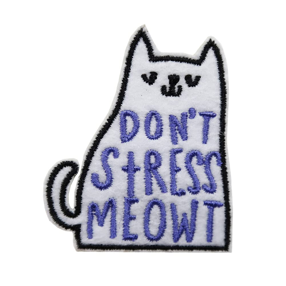 Cute Cat Embroidered Iron On Patch for Cat Lovers - Perfect for Denim Jackets, Backpacks & DIY Crafts - Great Gift for Cat Dad & Cat Mom
