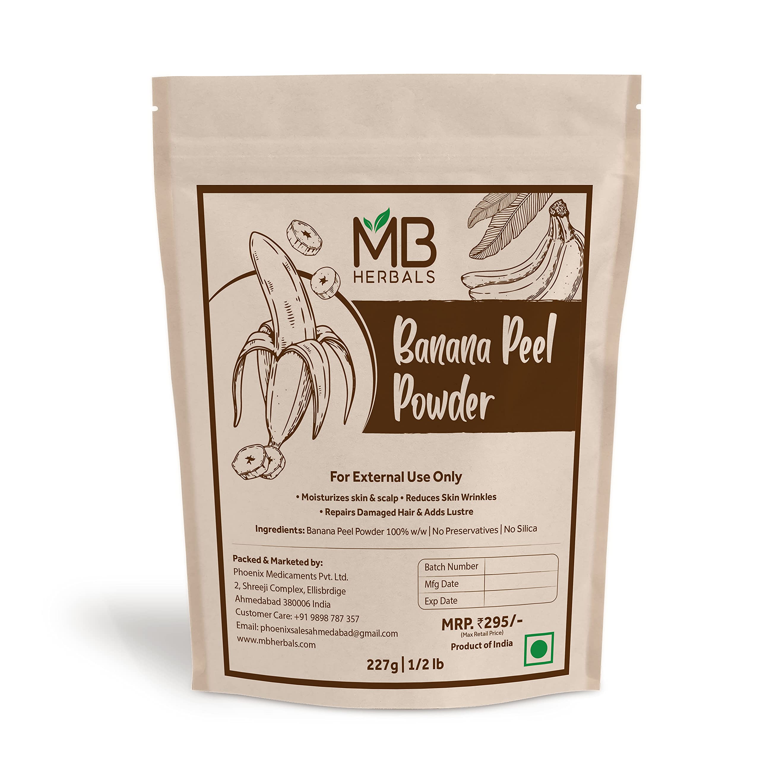 MB Herbals Banana Peel Powder for Hair Growth & Scalp Care - Natural Hair Treatment for Dry, Damaged Hair - External Use Only - Perfect for DIY Hair Masks & Spa Treatments