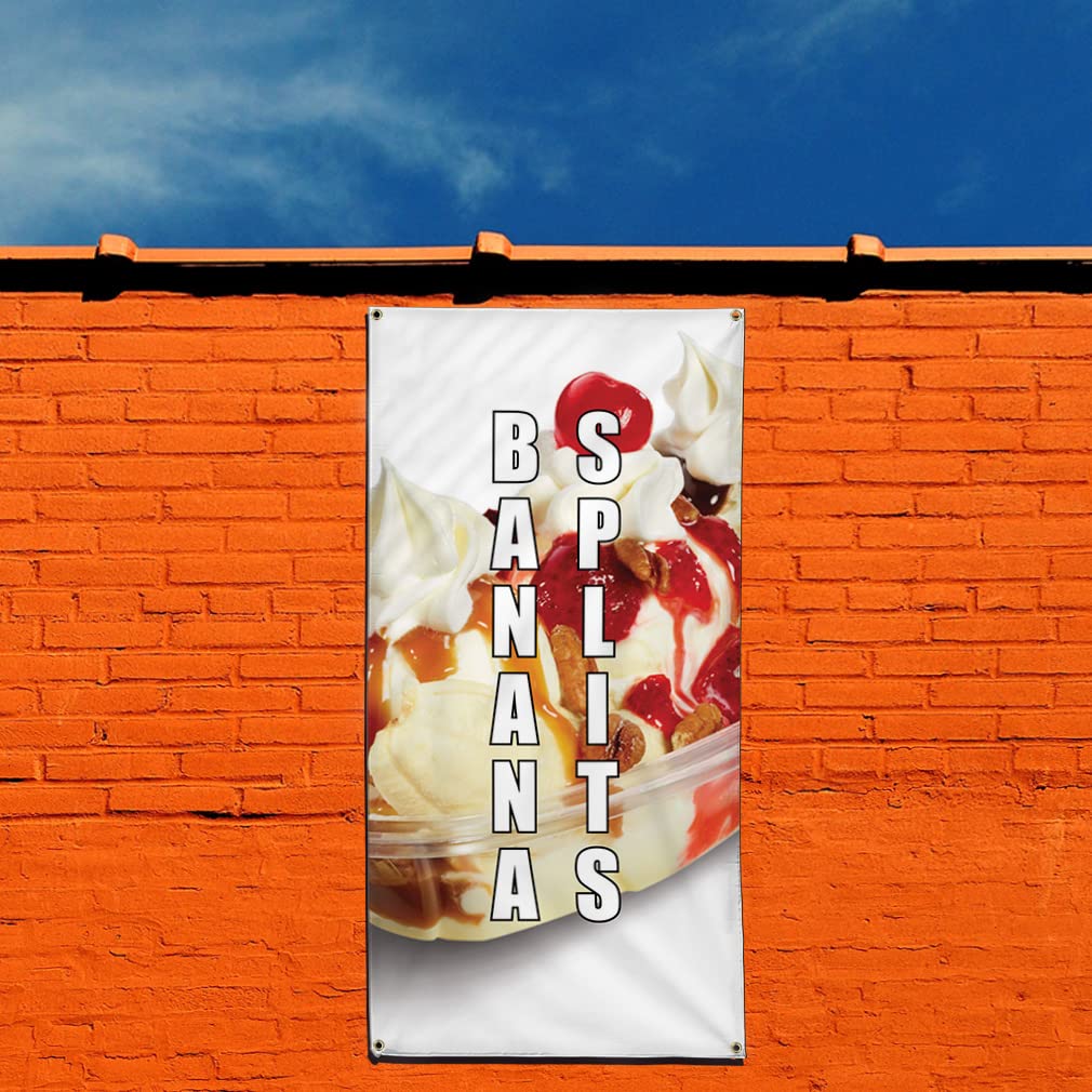 Premium Vertical Vinyl Banner - Multiple Sizes (96x48 Inches) | Weatherproof Outdoor Yard Signs with 8 Grommets | Perfect for Banana Splits Food & Drink Retail, Industrial Use, Events & Advertising