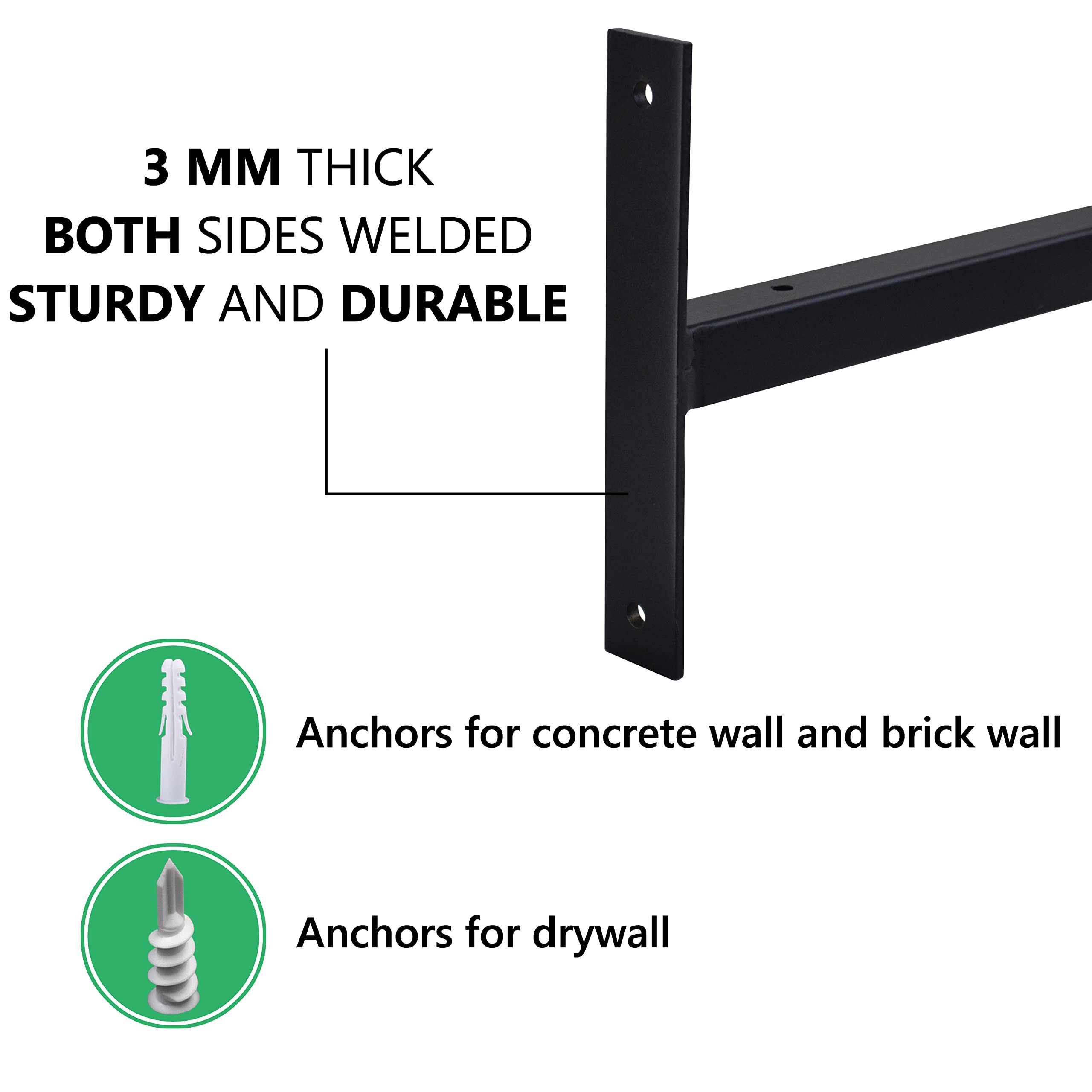 6 Pcs Heavy Duty Shelf Brackets 12 Inch - Industrial Strength Wall Mounted Metal Shelving Supports with Lip for Garage, Kitchen, Warehouse Storage Organization