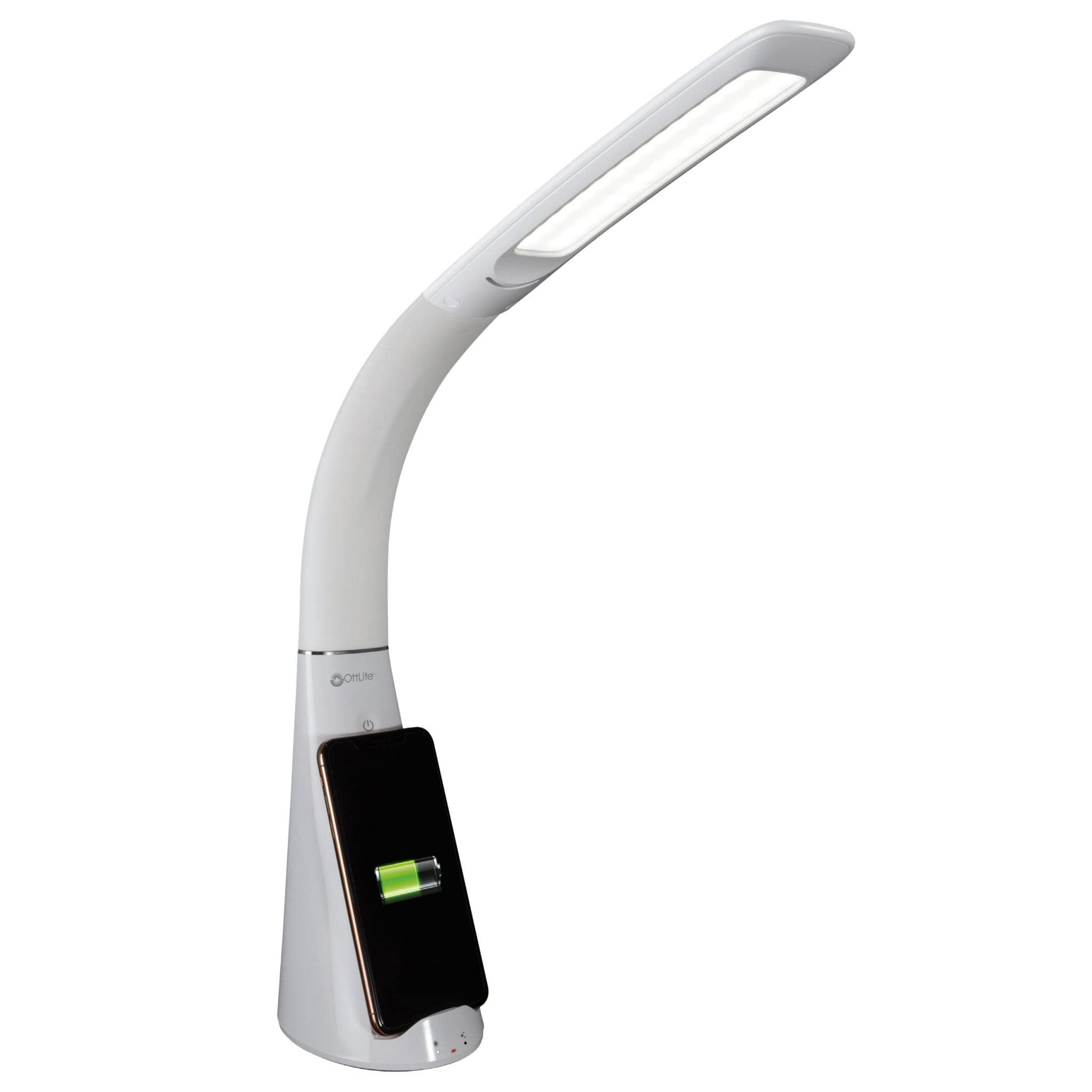 Modern White LED Desk Lamp with USB Charging & Sanitizing Function - Perfect for Home Office, Study, and Bedroom Workspaces
