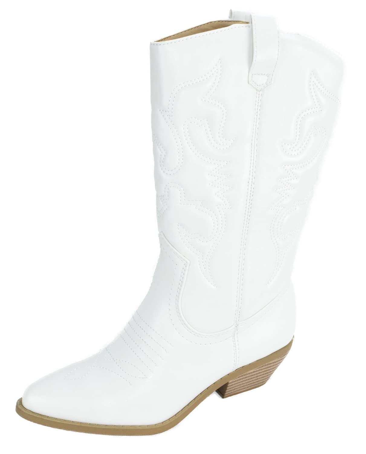Soda Reno Women's Western Cowboy Boots - Pointed Toe Knee High Pull On Tabs for Country Dancing, Rodeo & Fashion Outfits