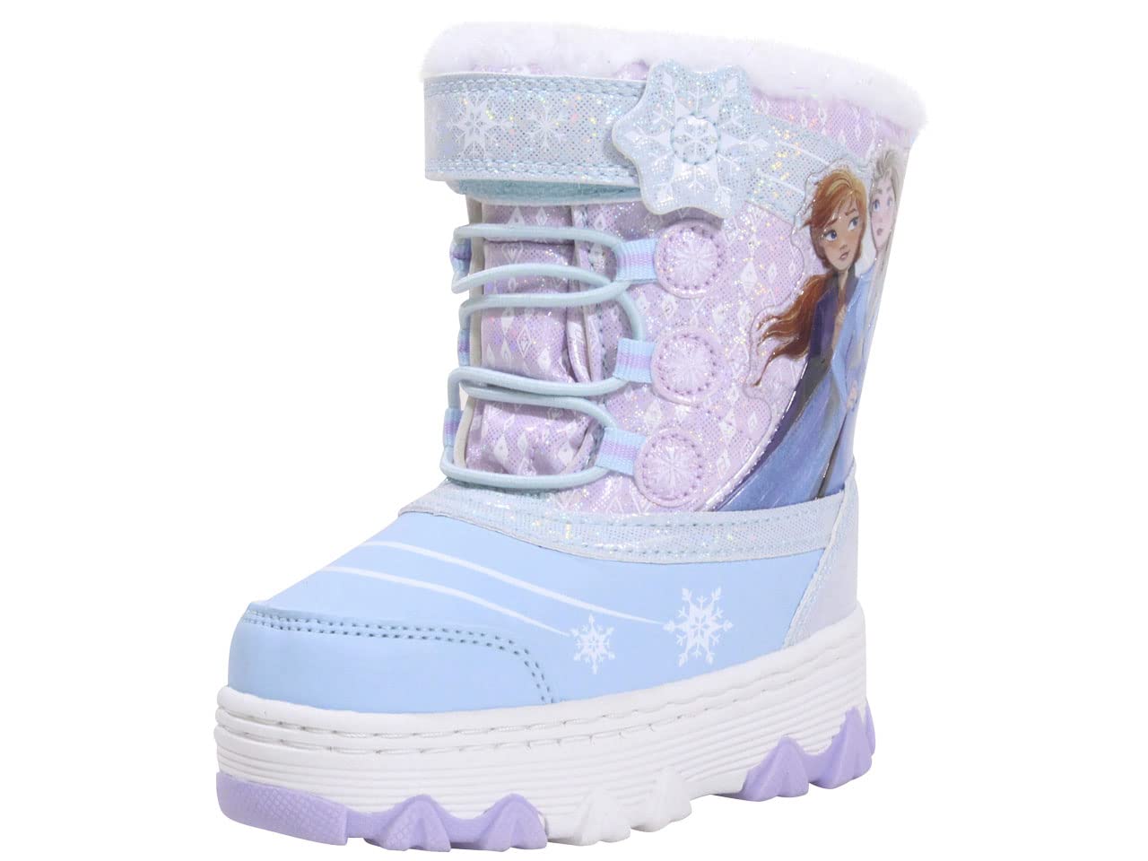Disney Frozen Elsa & Anna Fur Trim Snow Boots for Girls - Warm Winter Boots for Toddler & Little Kid - Perfect for Snow Play, Outdoor Adventures & Disney Costumes