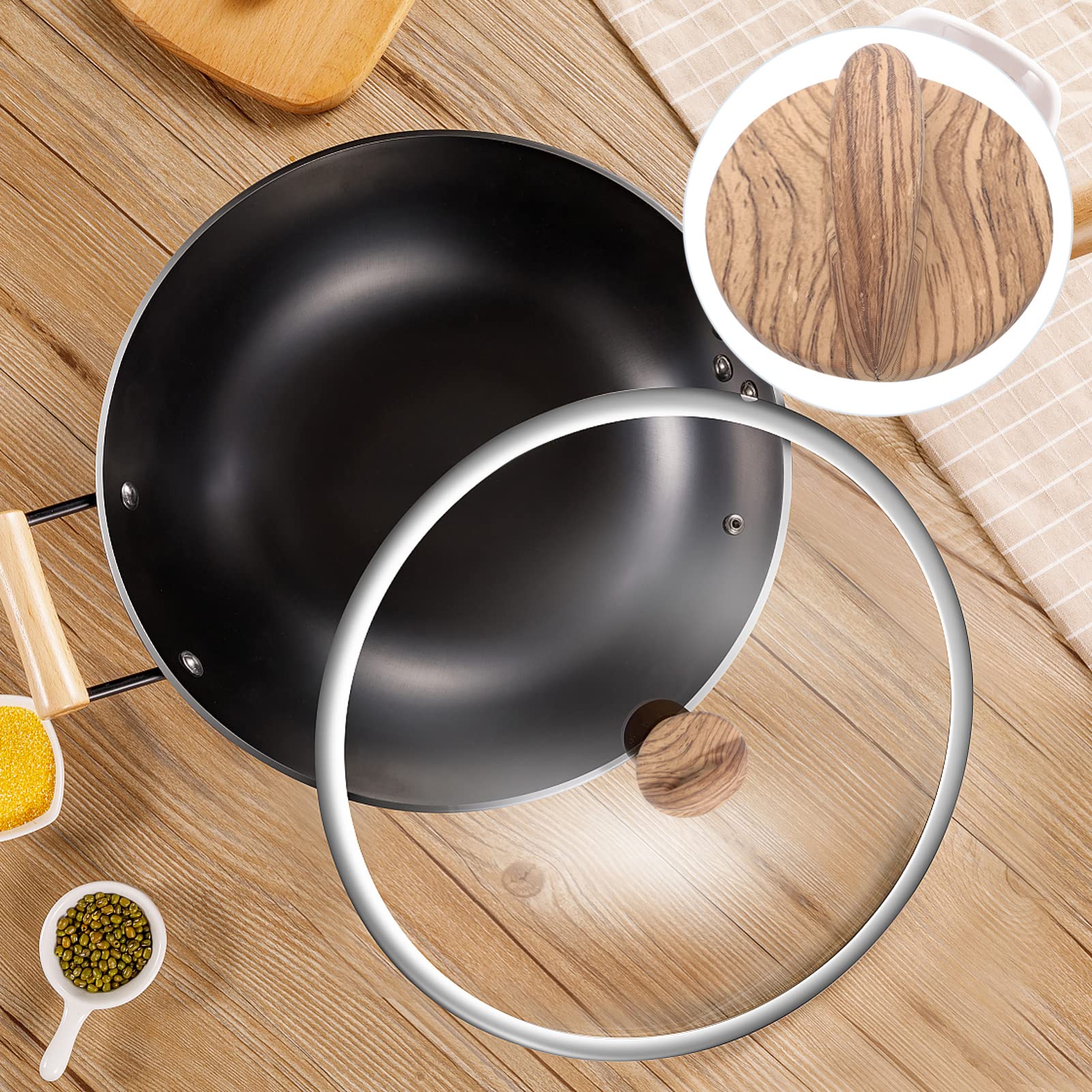 2-Pack Universal Wooden Pot Lid Knobs - Heat-Resistant Cookware Lid Handles for Stovetop & Oven - Easy Replacement Knobs for Kitchen Pots & Pans (Wood Color) - Perfect for Cooking, Baking & Everyday Kitchen Use