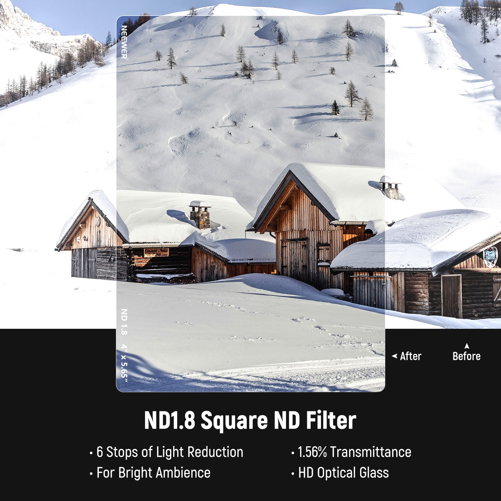 NEEWER 2 Pack ND0.9 (3 Stops) & ND1.8 (6 Stops) Square Neutral Density Filters for DSLR Camera Photography - Perfect for Landscape, Long Exposure & Video Shooting