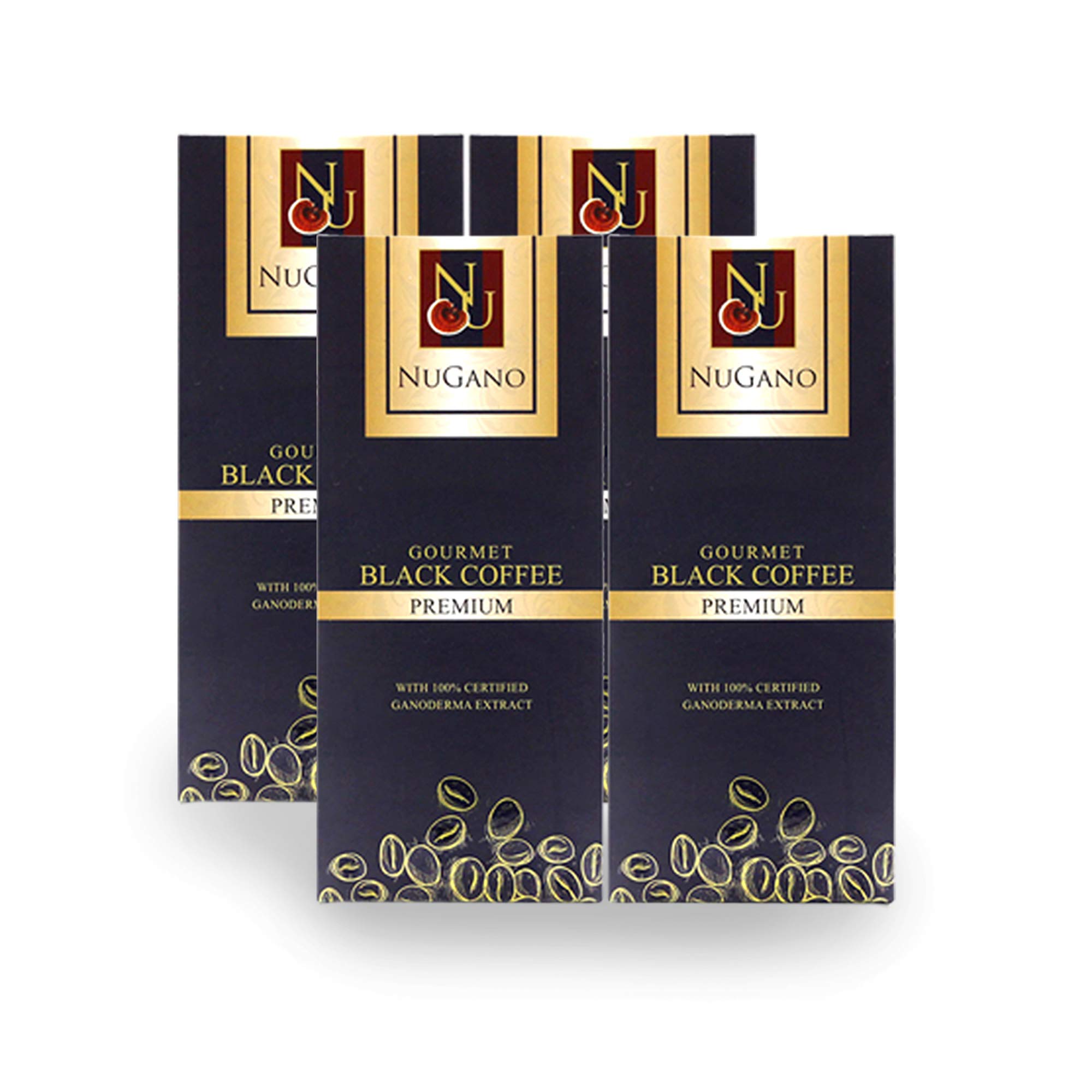 Nugano Premium Black Coffee with 100% Certified Ganoderma Lucidium Extract - 4 Boxes Fast Shipping | Organic Energy Boost for Workouts & Morning Routine
