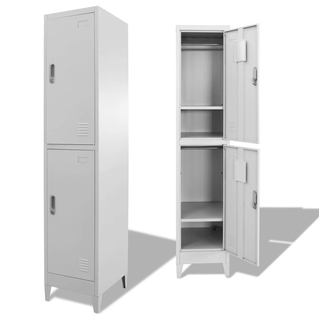 INLIFE 2-Compartment Locker Cabinet with 4 Shelves, 15