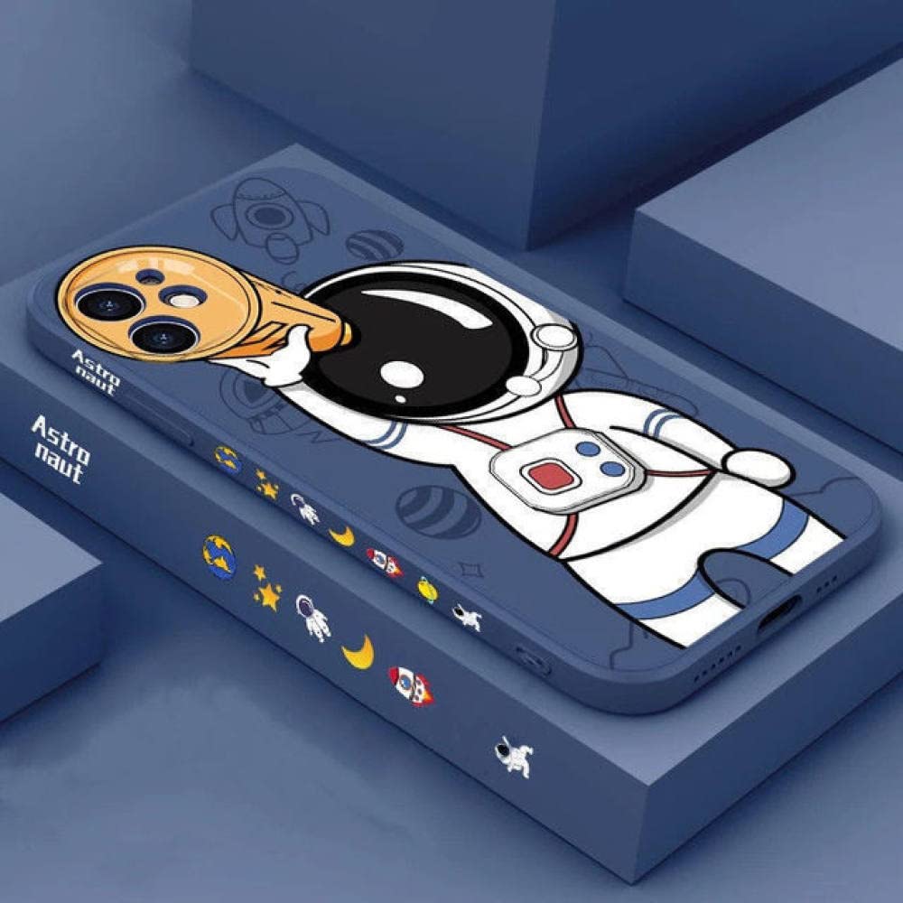 Stylish Astronaut Design Liquid Silicone Phone Case for iPhone 13/12/11 Pro Max/XS Max/XR/X/8/7 Plus - Soft Bumper Protective Cover (iPhone 12 Pro Compatible) - Perfect for School, Work & Travel Accessories