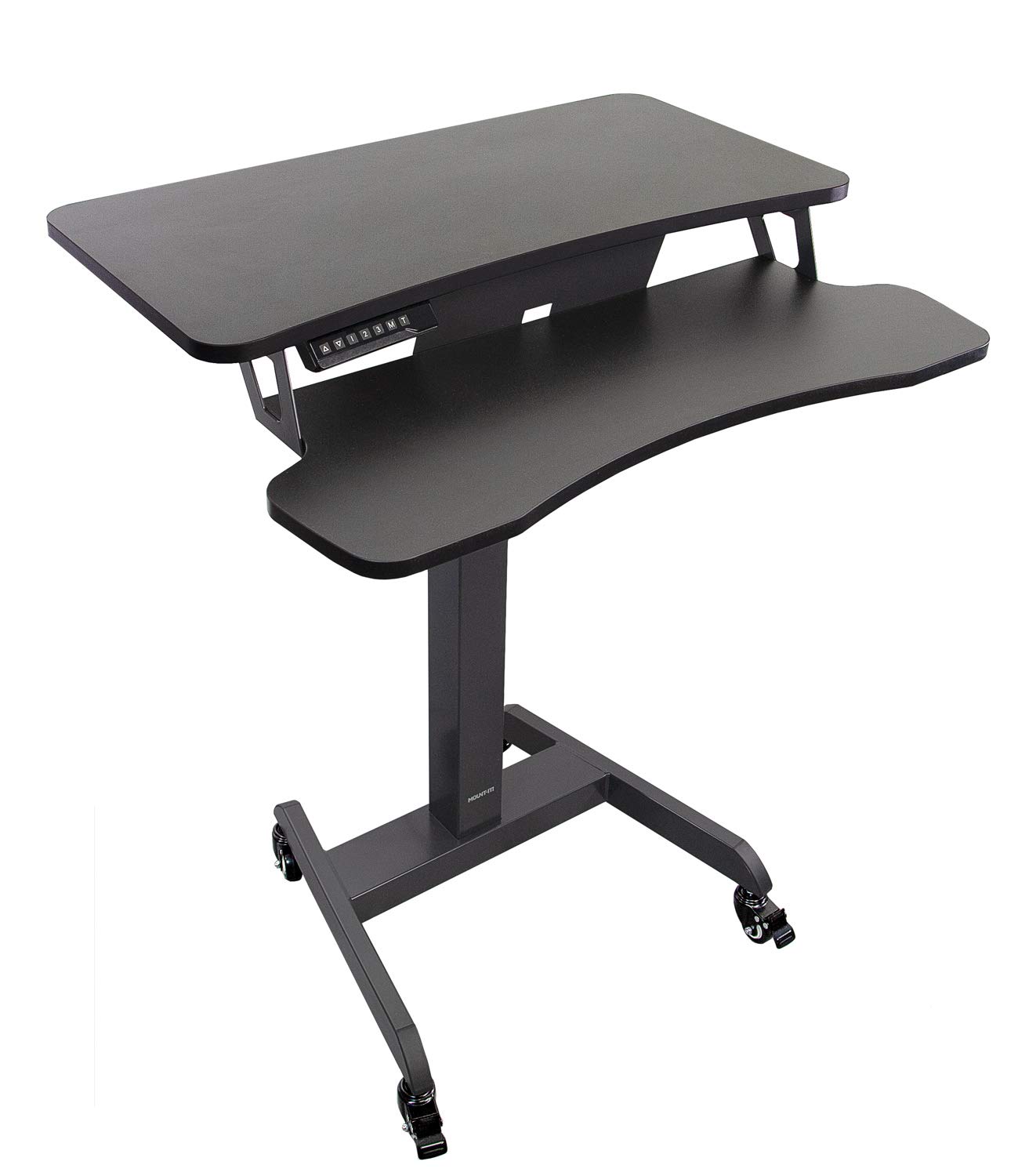 Mount-It! Electric Height Adjustable Standing Desk with Wheels - 31.5