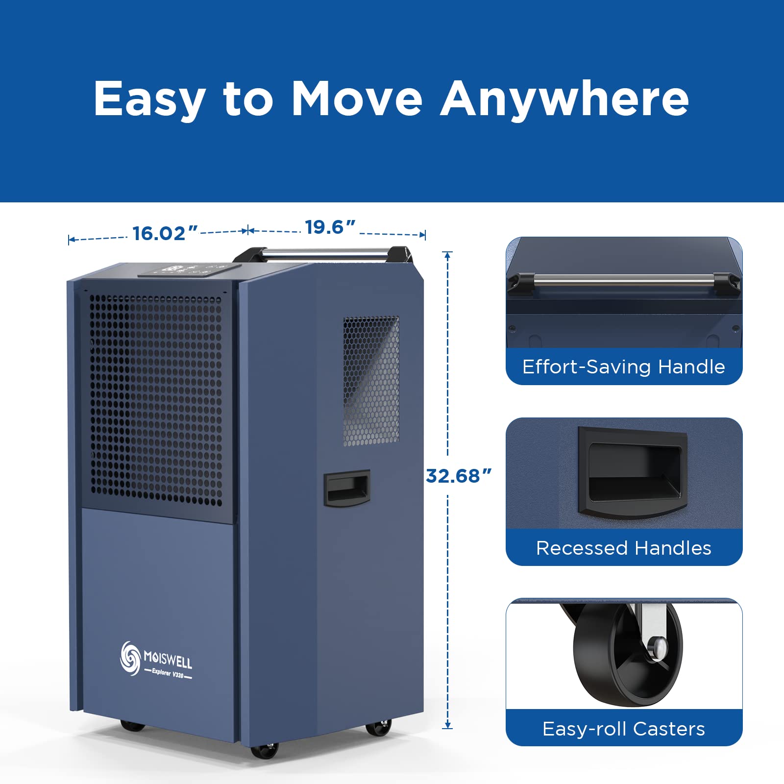 305 Pint Commercial Dehumidifier for Industrial & Large Spaces - Heavy Duty Basement, Warehouse Dehumidifier with Drain Hose - Water Damage Restoration Equipment - 5 Year Warranty - Ideal for Flood Cleanup, Construction Sites & Mold Prevention
