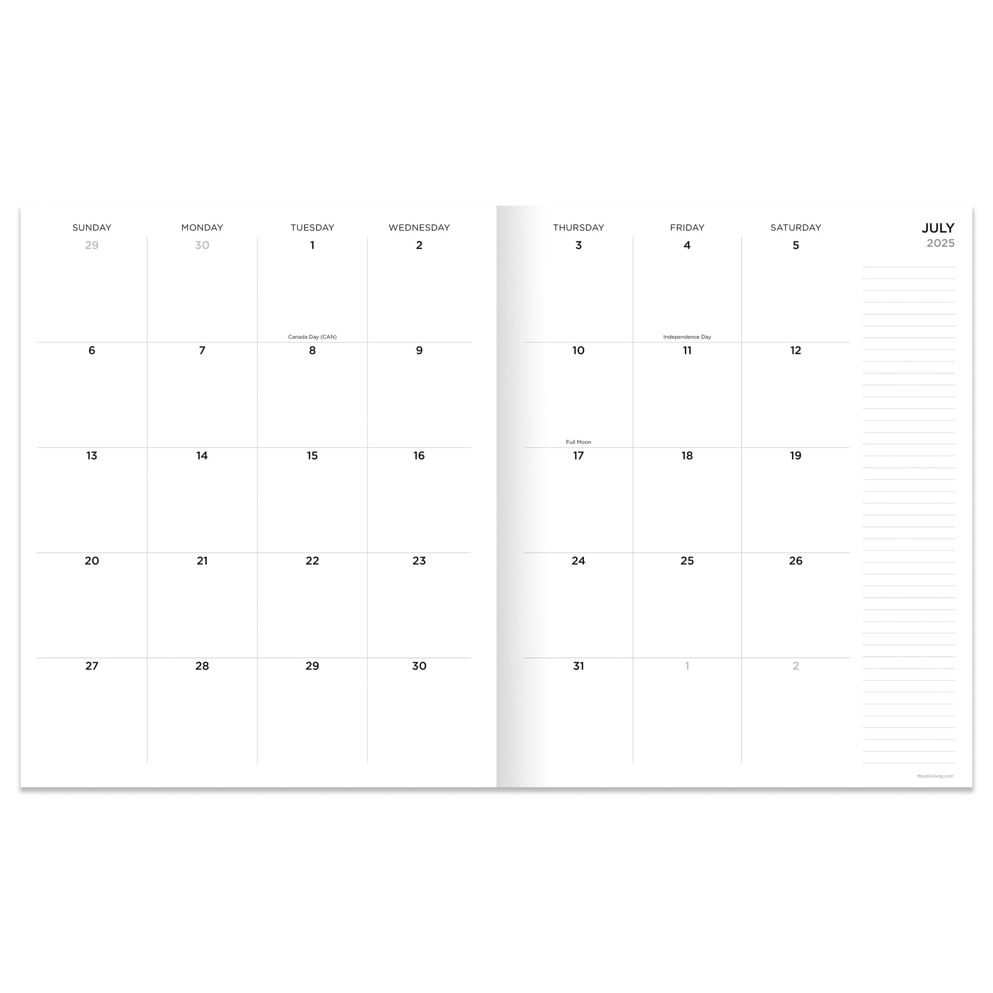 TF Publishing July 2025 - June 2026 Night Foliage Large Monthly Planner with Thick Paper - 12 Month Academic Planner 2025-2026 with 2-Page Spreads, Large Calendar Grids & Prompts - 9