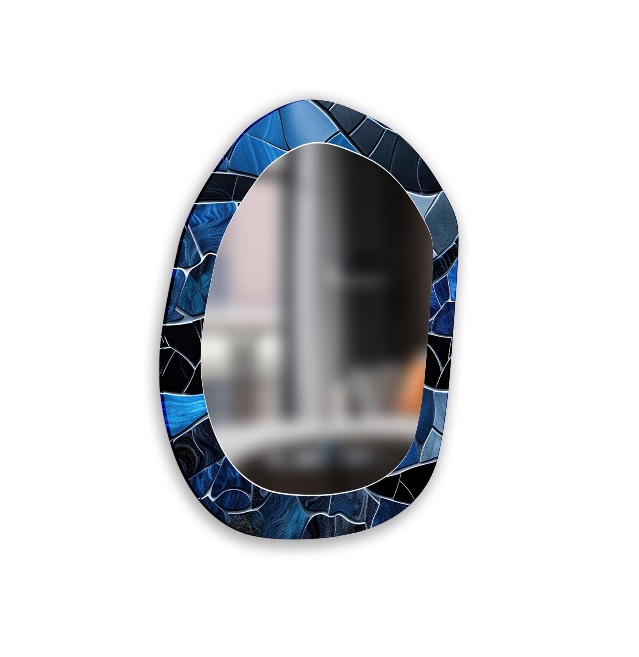 Stylish Blue Wall Mirror for Living Room - Elegant Home Decor & Space Enhancer - Perfect for Modern Interiors, Bedrooms, and Entryways