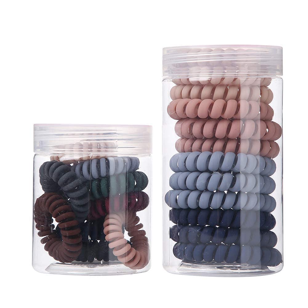 Belicia 6-Pack Spiral Hair Ties for Women - Soft Coil Hair Bands, Phone Cord Hair Accessories (6 Mixed Colors) - Perfect for School, Work, Gym & Everyday Hairstyles