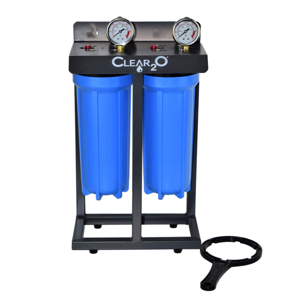 Clear2o® CDC200 Dual Canister Water Filtration System - Superior Filtration for Home & RV - Mountable & Built-in Stand - Long-Lasting Water Purifier for Drinking, Cooking & Emergency Preparedness