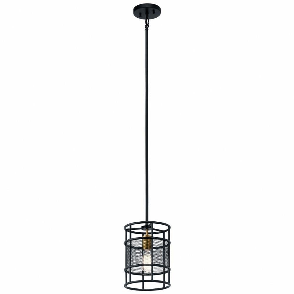 Modern Black Wire Mesh Drum Mini Pendant Light Fixture - Sleek Contemporary Design for Kitchen Island, Dining Room, or Bedroom Lighting