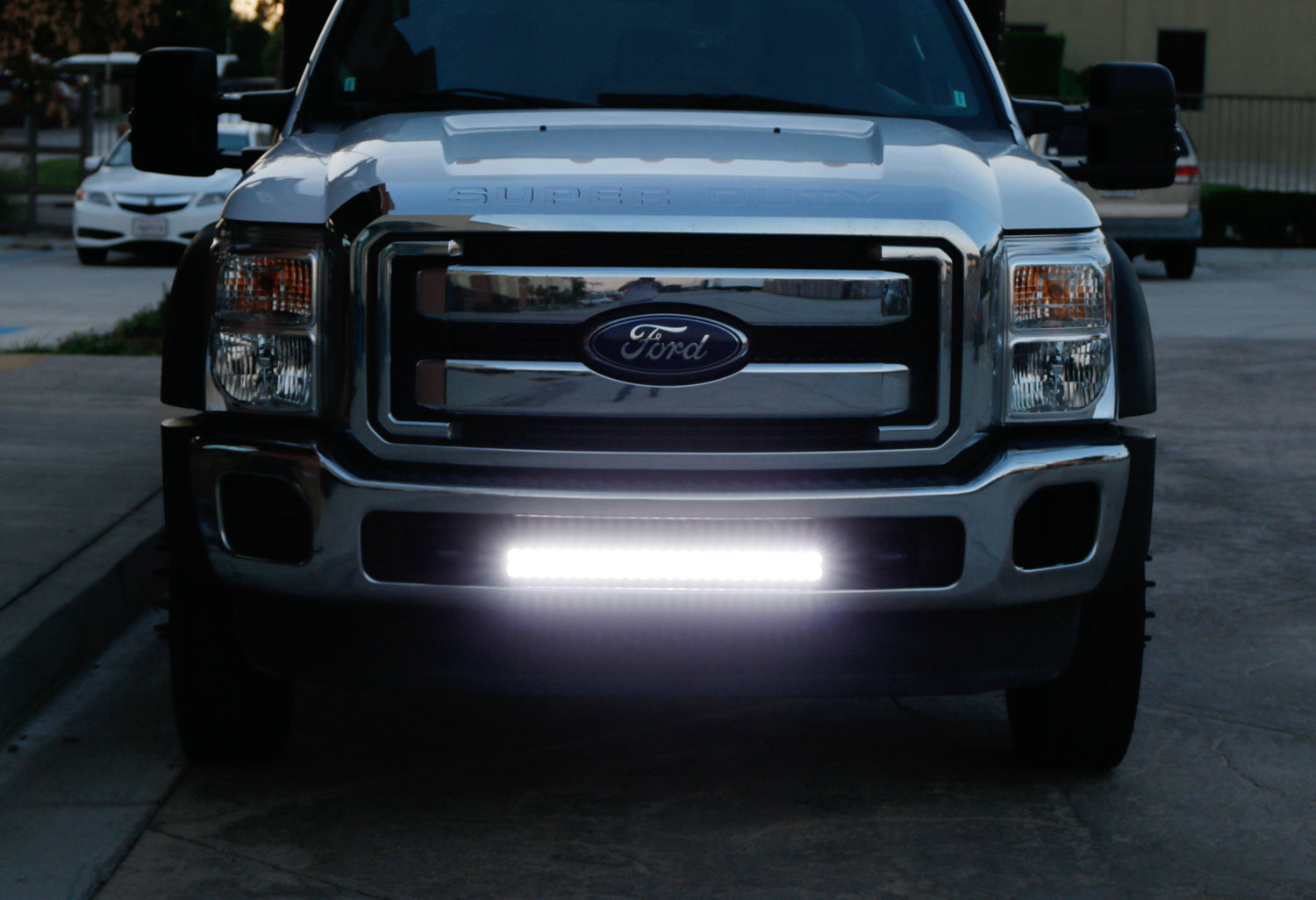 144W 25 LED Light Bar with Lower Bumper Brackets & Wiring Harness for 2011-2016 Ford F250 F350 Super Duty - Off-Road, Fog Lights, Night Driving, Truck Accessories