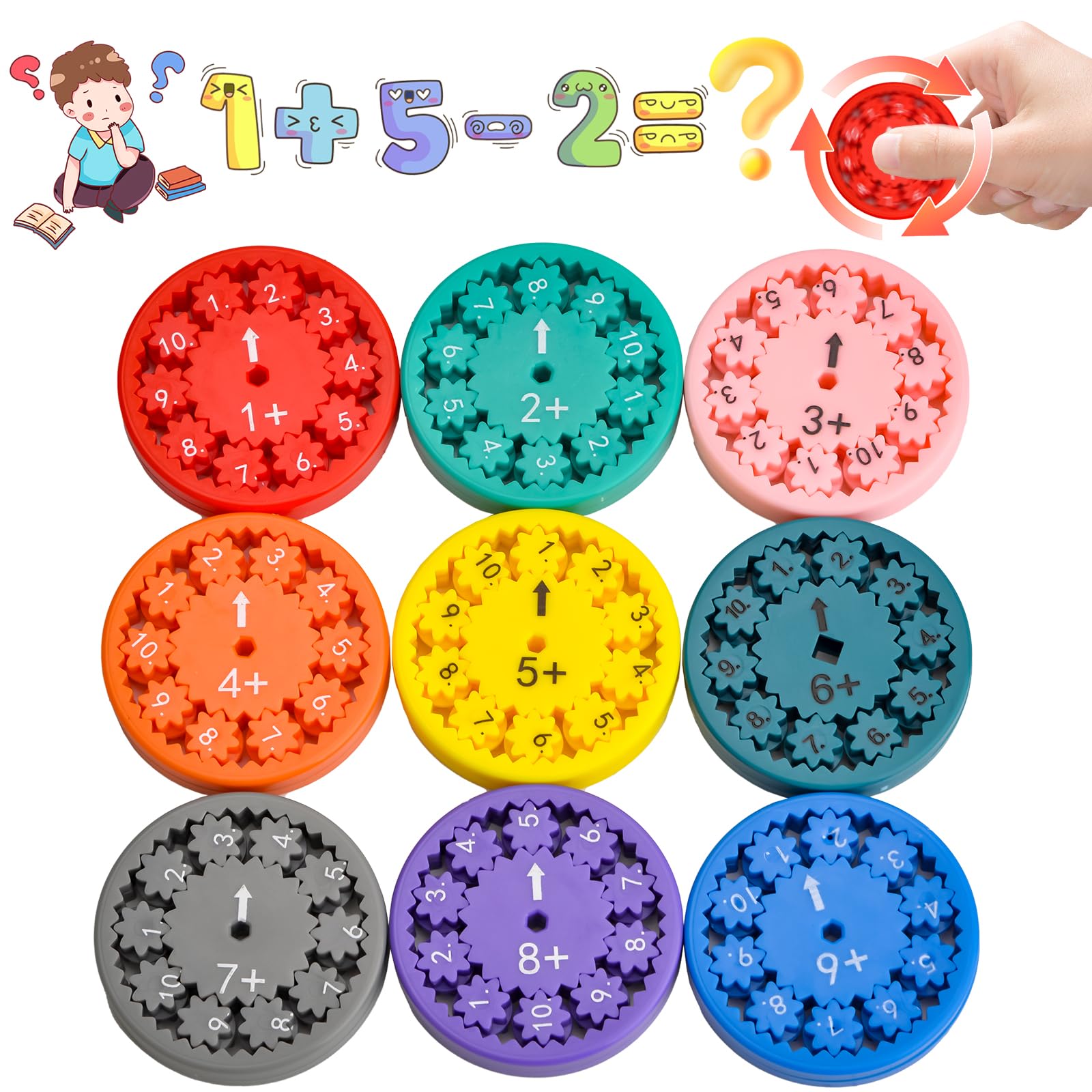 Vibbang Math Fact Fidget Spinners - Educational Anxiety Relief Toys for Kids | Interactive Learning Tools for Addition & Subtraction Practice | Classroom, Homeschool & Stress Relief Use