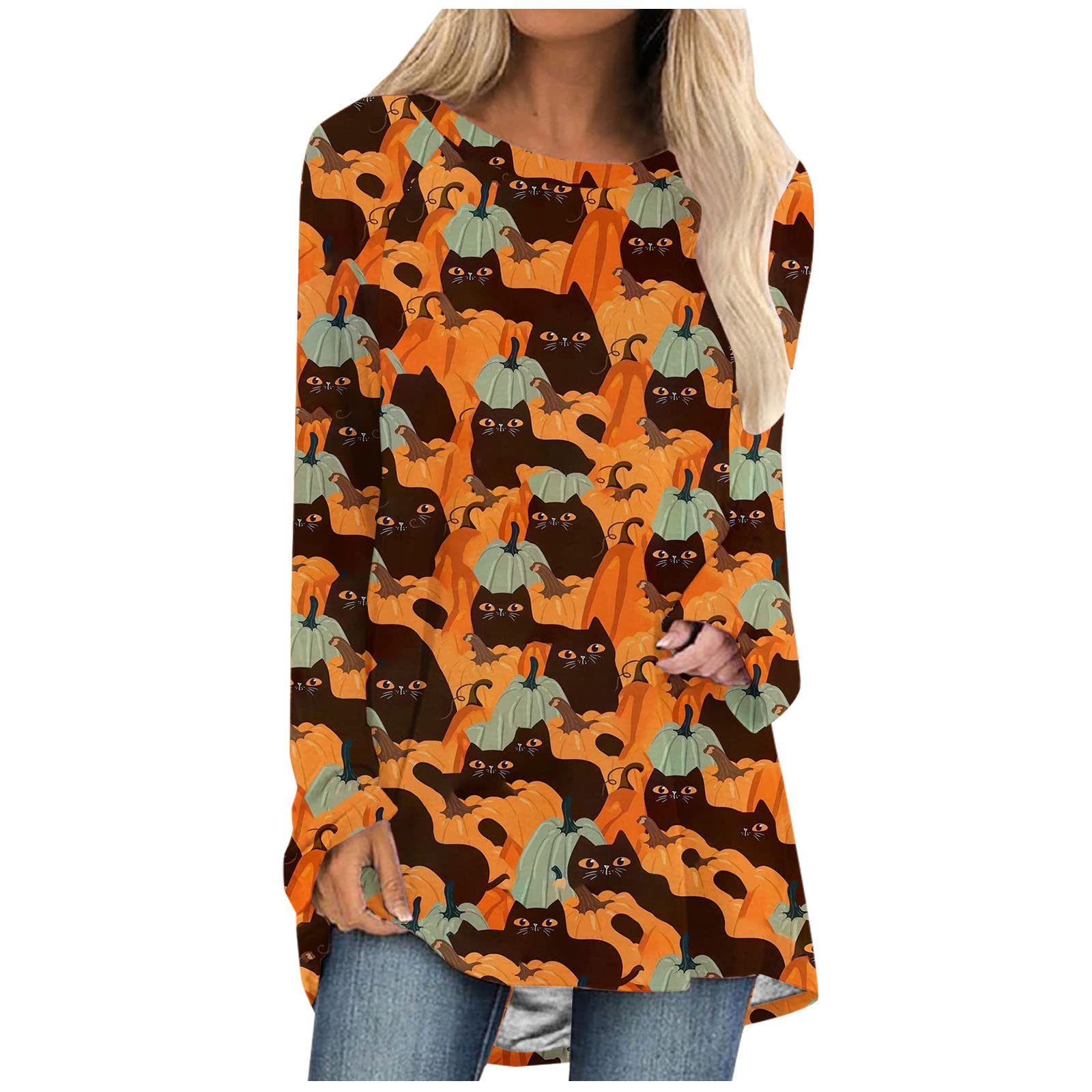 WUYUZI Women's Long Sleeve Animal Print Tunic Top - Halloween Party Blouse with Leggings for Fall & Club Wear | Casual Outfit, Costume Party, Autumn Fashion